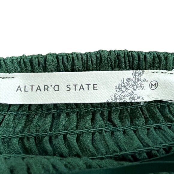 Altard State Womens Hunter Green Blend Mini Dress Lace Detail Long Sleeve Sz M - Picture 8 of 15